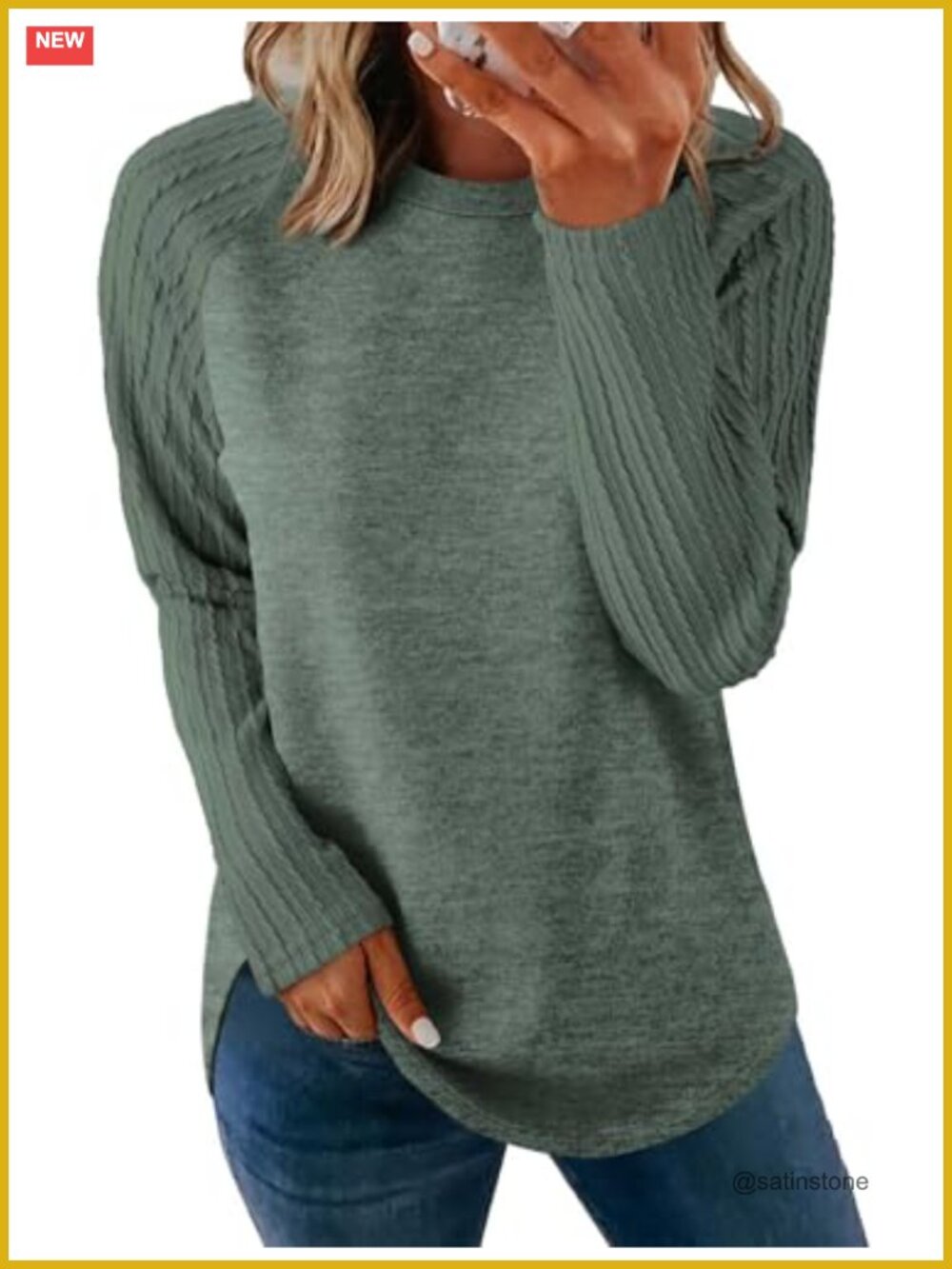Women's Long Sleeve Crewneck Tunic Sweatshirt Loose Fit Pullover